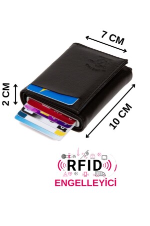 Schwarzer Ledermechanismus, automatischer Schiebekartenhalter, Geldbörse, RFID-geschützter Aluminiummechanismus (7 cm x 10 cm), meka22 - 1