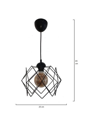 Schwarzer mehreckiger Kronleuchter mit Einzelanhänger (OHNE GLAS) - 3