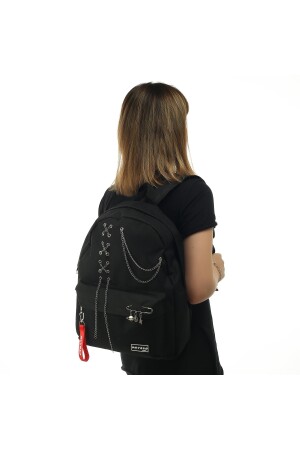 Schwarzer Rucksack mit Kette mys20131 - 4