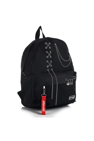 Schwarzer Rucksack mit Unisex-Kette 54655554600 - 4