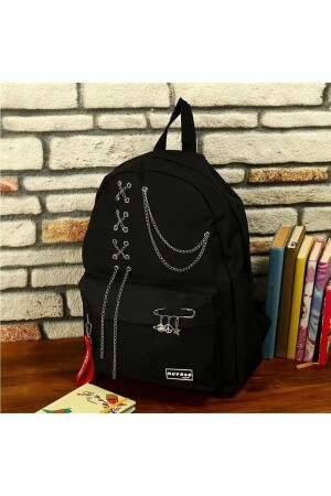 Schwarzer Rucksack mit Unisex-Kette 54655554600 - 7