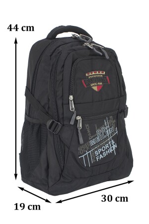 Schwarzer Schulrucksack mit Seitentasche, Rückenschutz, Unterstützung, wasserdichter Schulrucksack 6594 - 4