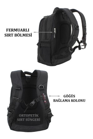 Schwarzer Schulrucksack mit Seitentasche, Rückenschutz, Unterstützung, wasserdichter Schulrucksack 6594 - 6