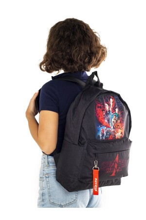 Schwarzer Schulrucksack mit „Stranger Things“-Aufdruck - 4