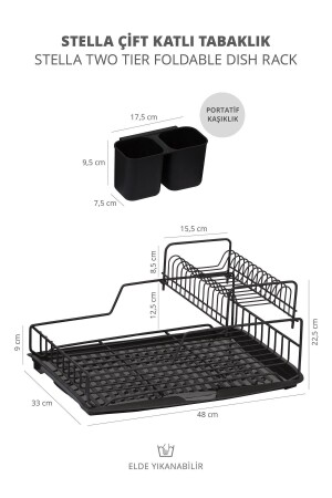 Schwarzer Stella-Doppelschicht-Tellerständer – Geschirrständer - 8