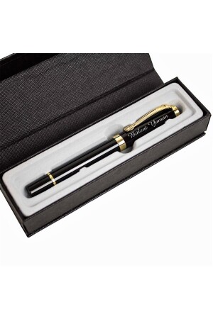 Schwarzer Tintenroller mit goldenen Details in personalisierter Box PRA-9183671-5127 - 1