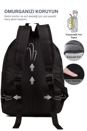 Schwarzer Unisex-Rucksack für Notebook, Laptop, Schule, Kurs, Camping, Reise, Alltag - 3