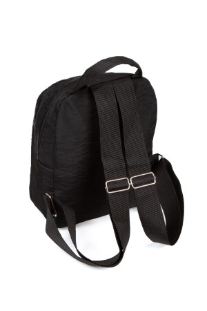 Schwarzer Unisex-Schulrucksack aus Crinkle-Stoff mit mehreren Fächern und Alltagsrucksack mit mehreren Fächern AVD3030 - 7
