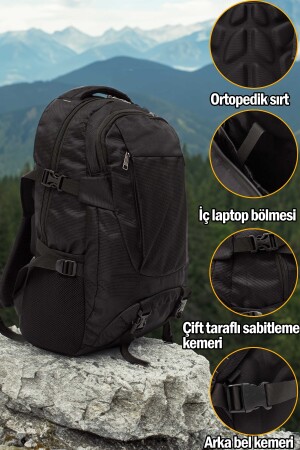 Schwarzer, wasserdichter, orthopädischer Unisex-Rucksack mit mehreren Augen für Camping, Trekking, Wandern und Bergsteigen - 7