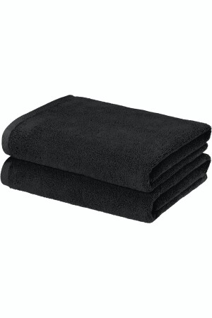 Schwarzes Bade- und Duschtuch aus 100 % Baumwolle, 70 x 140 cm, ein großes Handtuch 004 - 1
