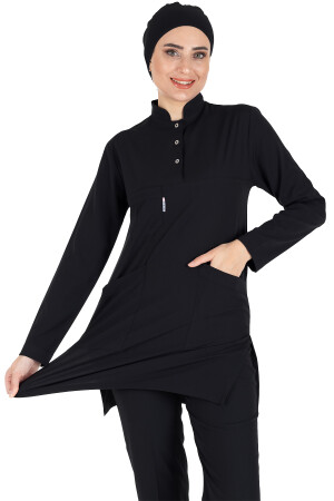 Schwarzes, dünnes Lycra-Hijab-Krankenschwesteruniform- und Chirurgenarzt-Uniform-Set LYCRA-SOFT-HIJAB - 4