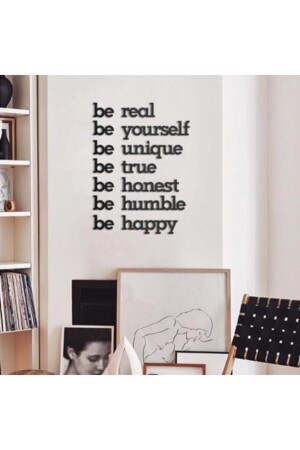 Schwarzes Holzgemälde mit „Be Real Be Yourself“-Graffiti - 4