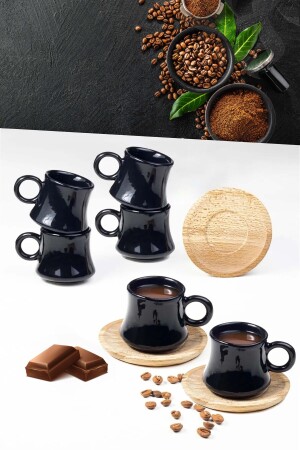 Schwarzes Largi-Kaffeeset für 6 Personen aus Bambus EVMSPTE101620 - 2