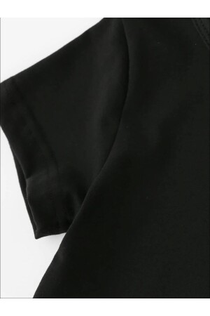 Schwarzes Mädchen-Jungen-Shorts-T-Shirt-Set mit Gänseblümchen-Print Kalpp3 - 2