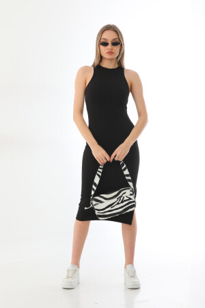 Schwarzes Midi-Bleistiftkleid für Damen - 3