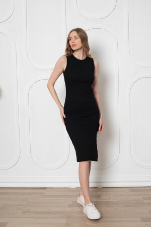 Schwarzes Midi-Bleistiftkleid mit Schlitz Rmr90090 - 6