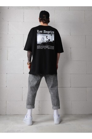 Schwarzes Oversize-T-Shirt mit Los Angeles-Print - 2