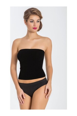 Schwarzes trägerloses langes Bustier für Damen - 1