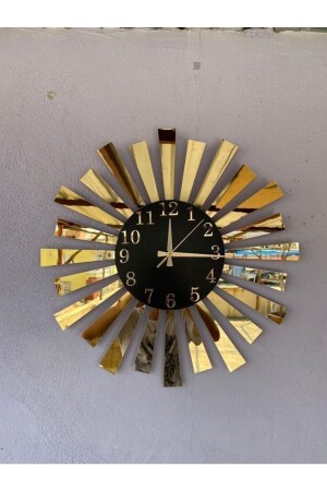 Schwarzgold verspiegelte Plexiglas-Klaviermodell-Wanduhr für Zuhause, Geschenk, mit Zahlen - 4