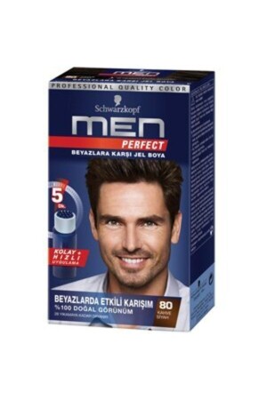 Schwarzkopf Men Perfect Easy Herren-Haarfarbe 80, 3er-Pack Schwarzkopf 80 (3 Stück) - 1