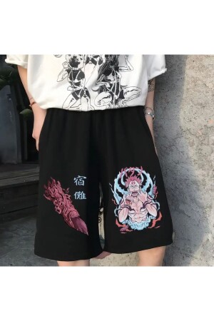 Schweißableitende Damen-Bermudashorts aus 100 % Baumwolle mit japanischem Yuji-Print in Übergröße, spezielles Design - 1