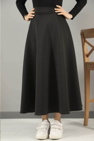 Scuba Kumaş Tesettür Kloş Etek Siyah kloşetek22 - CNG MODA