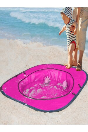 Sea Toys Kinder-Strandpool zum Aufziehen, rosa, Babyspiel-Babypool mit Zelt, Meerespool, Baby-Strandpool, Pop-up - 5