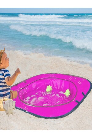 Sea Toys Kinder-Strandpool zum Aufziehen, rosa, Babyspiel-Babypool mit Zelt, Meerespool, Baby-Strandpool, Pop-up - 6