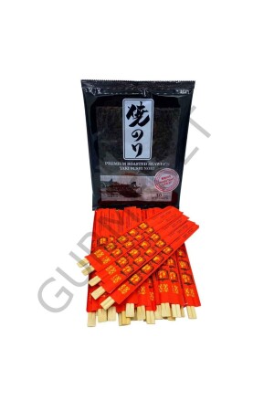 Seafood Sushi Seaweed Yaki Sushi Nori Gold Premium 10 Blatt + Essstäbchen 25 Paar - 1