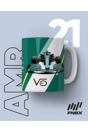 Sebastian Vettel Aston Martin Formel-1-Team weiße Kaffeetasse ZEP6077 - 1