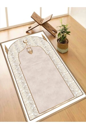 Seccade Diz Ağrıtmayan Kalın Halı Seccade ve Namazlık Beyaz - Forever Aldora