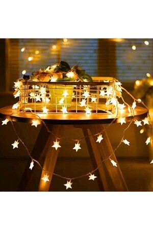 Şeffaf Kablolu Yıldız Şekilli Günışığı Renk Elektrikli Led Işık 5 mt - Şahane Parti