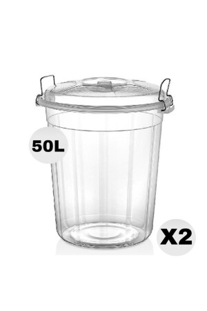 Transparenter, verschlossener Aufbewahrungseimer für Lebensmittel/Mehl/Hülsenfrüchte, 50 l, 2 Stück, extragroß, TYC00593914630 - Bambus Home