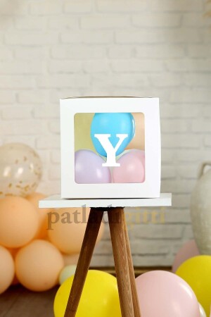 Şeffaf Y Harfli Beyaz Kutu Ve Balon Seti Kendin Yap Bebek Çocuk Doğum Günü Süsleme - 1