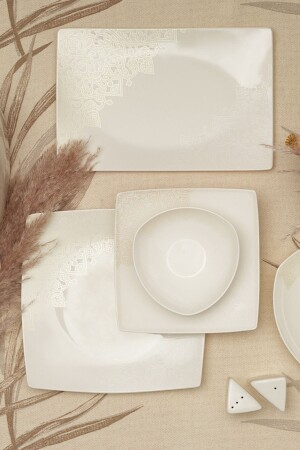 Seha Porzellan 60-teiliges Tafelservice für 12 Personen, Creme 153. 03. 07. 9637 - Karaca