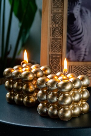 Seifenblasen-Kerze, 2er-Set, goldvergoldet, dekoratives Geschenk, besondere Ornament-Kerze ALM2 - 2
