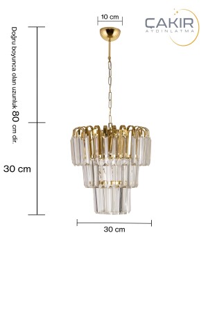 Şelale 30 Luxuriöser 3-lagiger Hängeleuchter in Gelb (Gold) – Çakır Avize 3700-30 - 2