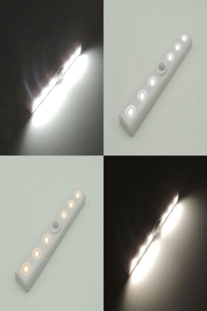 Selbstklebende batteriebetriebene LED-Lichtlampe mit Bewegungssensor, weiße Beleuchtung, geeignet für Schrank und Decke - 5
