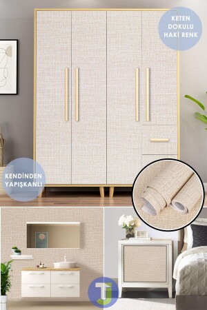 Selbstklebende Tischdecke in Leinenoptik für Küche, Badezimmer, Arbeitsplatte, Wandschrank, Tisch, 60 x 100 cm - 4