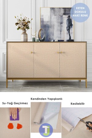 Selbstklebende Tischdecke in Leinenoptik für Küche, Badezimmer, Arbeitsplatte, Wandschrank, Tisch, 60 x 100 cm - 6