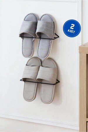 Selbstklebender 2-teiliger Slipper-Halter aus Metall, moderner Slipper-Aufhänger, Badezimmer-Organizer, Limonadenhalter - 2