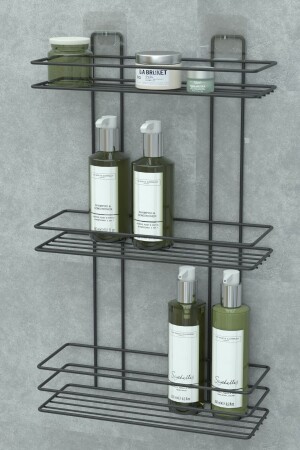 Selbstklebender 3-lagiger Badezimmer-Regal, Dusch-Shampoo-Halter, Wand-Organizer - 4