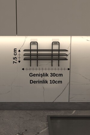 Selbstklebender 4-Haken-Organizer für Badezimmer und Küche, mattschwarzer Aufbewahrungsbügel - 5