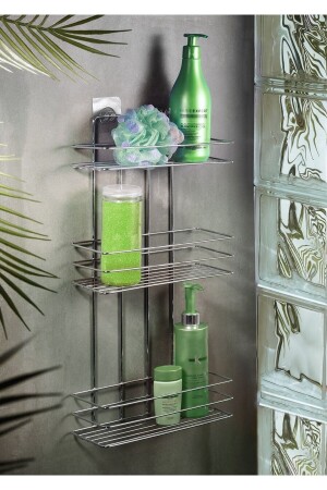 Selbstklebender flacher Badezimmer-Organizer, Shampoo-Halter, Duschregal, Chrom, Tş-03 - 2