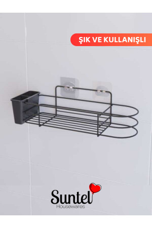 Selbstklebender Haartrockner-Badezimmer-Organizer mit Kammer-Badezimmer-Organizer SY302K-B - 3