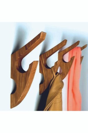 Selbstklebender Kleiderbügel aus Holz – Badezimmer-Kleiderbügel – Naturholz (2 Stück) - 4