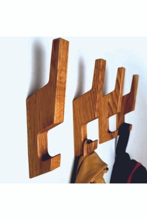 Selbstklebender Kleiderbügel aus Holz – Badezimmer-Kleiderbügel – Naturholz (2 Stück) - 4