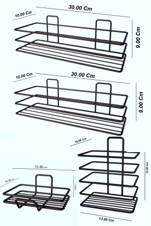 Selbstklebendes Badezimmer-Set, Duschregal + Seifenschale + Zahnbürstenhalter, Metall-Set - 7