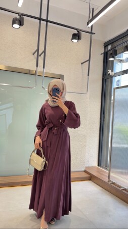 Selena Düğme Detaylı Elbise - Bordo - Nuuwears