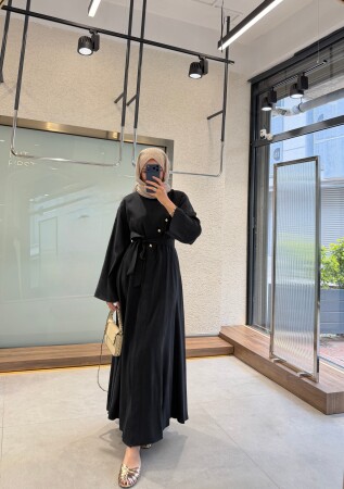 Selena Düğme Detaylı Elbise - Siyah - Nuuwears